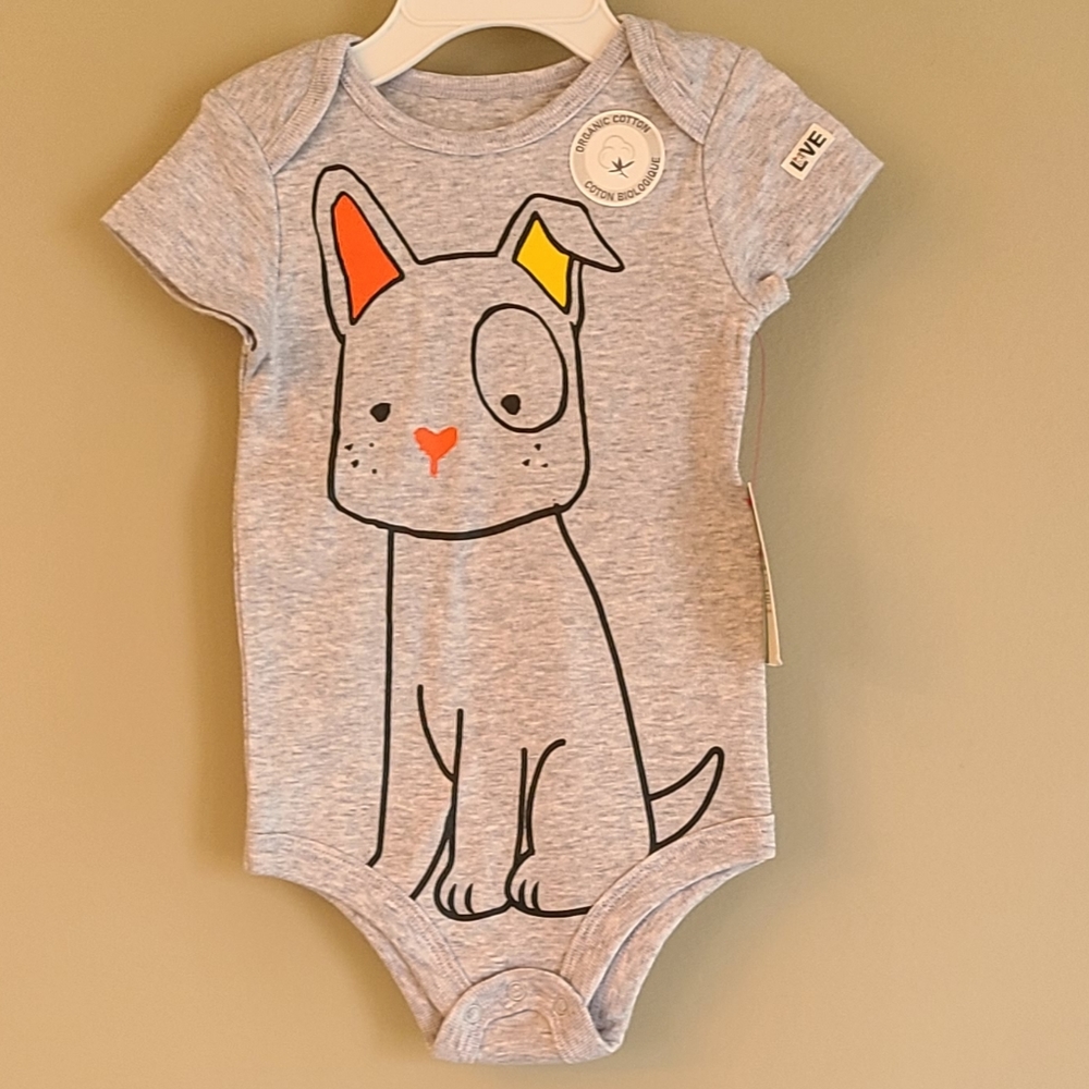 NWT Ellen Degeneres organic cotton puppy onesie/bodysuit